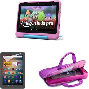 Amazon Fire 8 HD Kids Pro (32GB, Jungle Cat) Bundle with Sleeve and Screen Protector