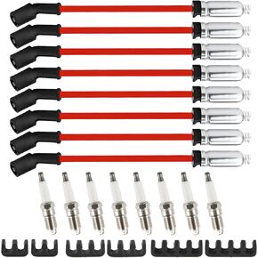 Set of 8 UF413 Square Ignition Coil with M8-48322R 8mm Spark Plug Wires Set & 41-962 Platinum Spark Plugs Compatible with Chevy Silverado, Cadillac Escalade, Buick, GMC 4.8L 5.3L 6.0L 6.2L in Kuwait