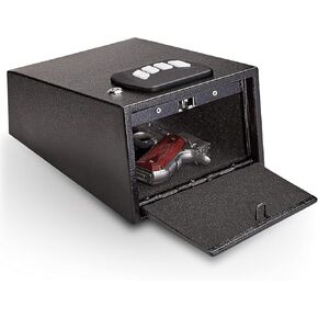 SnapSafe 1 Gun Keypad Vault – Keypad Handgun Vault Safe for Your Pistol and Valuables – 4-6 Keypad Entry with Backup Key – Black, Measures 12 (H) x 8.1 (W) x 5.25 (D) Inches – Item 75433