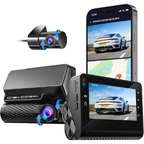 4K Dash Cam Front and Rear, 30FPS Dash Camera for Cars with UHD 2160P Night Vision, 3'' IPS Screen Dual Dashcam Built-in WiFi with GPS, App Control, 24H Parking Mode, G-Sensor