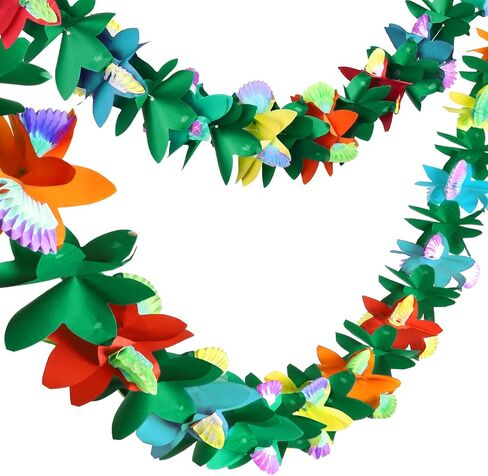14Pcs Hawaiian Paper Fan Pom Poms Party Decorations Set, Tropical Garland Tissue Paper Hibiscus Flower Summer Banner for Birthday Baby Shower Wedding Beach Theme Aloha Luau Party Supplies Jungle Decor in Kuwait
