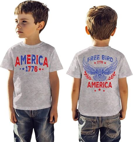IZYJOY Free Bird America Shirt Toddler Baby Boy Girl 4th of July Patriotic T-Shirt Kids Retro Independence Day Tee Tops in Kuwait