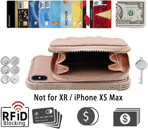 Monasay Zipper Wallet Case Fit for iPhone X/XS ، [Glass Screen Protector] in Kuwait