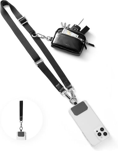 Clip and Go Strap for Phone with Wallet Crossbody, Phone Strap with Zippered Pouch, Removable lanyard or Wristlet in Kuwait