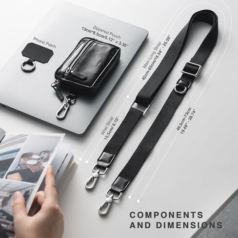 Clip and Go Strap for Phone with Wallet Crossbody, Phone Strap with Zippered Pouch, Removable lanyard or Wristlet in Kuwait