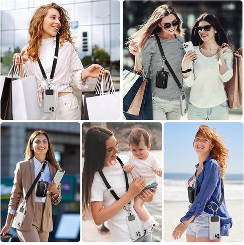 Clip and Go Strap for Phone with Wallet Crossbody, Phone Strap with Zippered Pouch, Removable lanyard or Wristlet in Kuwait