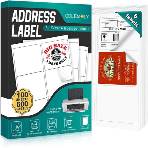 Address Labels 1"x2-5/8" Shipping Mailing Labels for Printer Printable Sticker Labels White Matte Paper for Office, Home (25 Sheets, 30-UP) in Kuwait