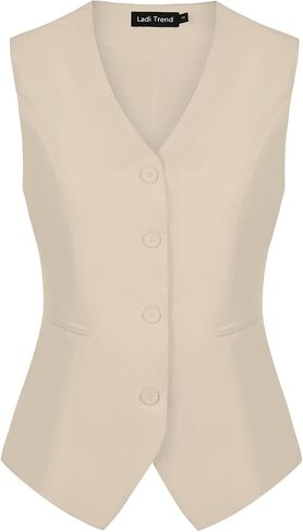 Waistcoat Vest for Women Fully Lined V-Neck Button Down Formal Fitted Dressy Suit Vest Coat with Pockets in Saudi Arabia