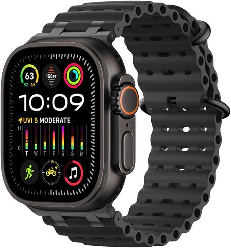 Moko ترقية Silicone Ocean Band - Ultra 2/Ultra Sports Band مع موصل معدني ، حزام قابل للتنفس متوافق مع Apple Watch 49mm ، 46 مم ، 45 مم ، 44 ملم ، 42 مم للرجال النساء in Kuwait