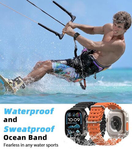 Moko ترقية Silicone Ocean Band - Ultra 2/Ultra Sports Band مع موصل معدني ، حزام قابل للتنفس متوافق مع Apple Watch 49mm ، 46 مم ، 45 مم ، 44 ملم ، 42 مم للرجال النساء in Kuwait