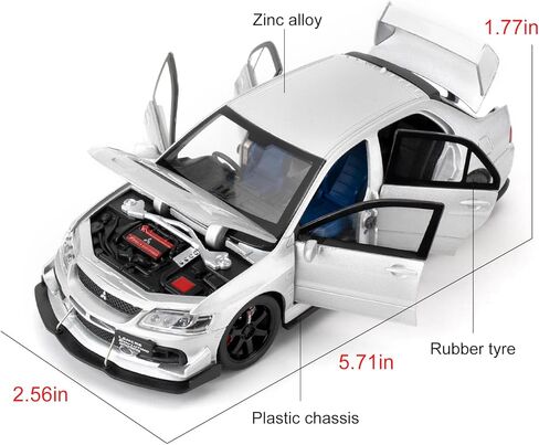 لعبة سيارة متوافقة مع 1:32 Mitsubishi Lancer Evolution Model Car ، سحب سيارة Diecast مع أصوات ＆ أضواء للأطفال الفتيان والبالغين ، هدية أسود in Kuwait