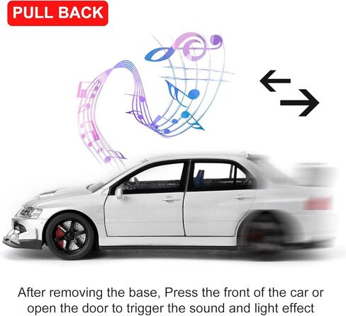 لعبة سيارة متوافقة مع 1:32 Mitsubishi Lancer Evolution Model Car ، سحب سيارة Diecast مع أصوات ＆ أضواء للأطفال الفتيان والبالغين ، هدية أسود in Kuwait