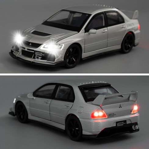 لعبة سيارة متوافقة مع 1:32 Mitsubishi Lancer Evolution Model Car ، سحب سيارة Diecast مع أصوات ＆ أضواء للأطفال الفتيان والبالغين ، هدية أسود in Kuwait