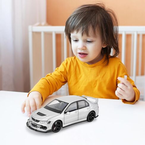 لعبة سيارة متوافقة مع 1:32 Mitsubishi Lancer Evolution Model Car ، سحب سيارة Diecast مع أصوات ＆ أضواء للأطفال الفتيان والبالغين ، هدية أسود in Kuwait
