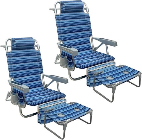 Backpack Beach Chair Aluminum 2 Pack with Folding Camping Table 5-Position Lay Flat Lounge Chair Outdoor for Adults with Insulated Cooler Bag and Cup Holder in Saudi Arabia