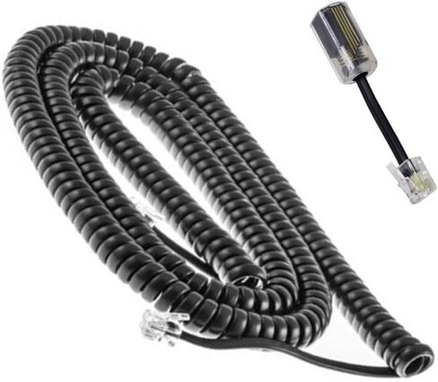 Telephone Cord Detangler, Black Coiled Telephone Handset Cord 13 Ft Uncoiled / 2 Ft Coiled and Black Extended Rotatable Telephone Phone Cord Detangler Landline Telephone Accessory in Saudi Arabia