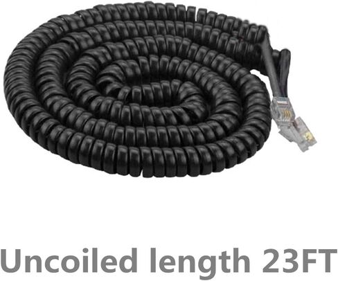Telephone Cord Detangler, Black Coiled Telephone Handset Cord 13 Ft Uncoiled / 2 Ft Coiled and Black Extended Rotatable Telephone Phone Cord Detangler Landline Telephone Accessory in Saudi Arabia