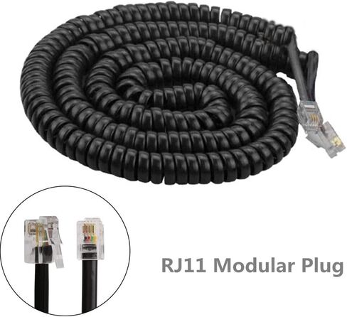 Telephone Cord Detangler, Black Coiled Telephone Handset Cord 13 Ft Uncoiled / 2 Ft Coiled and Black Extended Rotatable Telephone Phone Cord Detangler Landline Telephone Accessory in Saudi Arabia