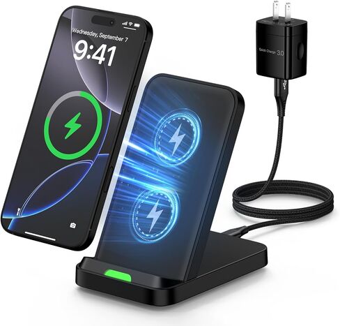 Wireless Charger Stand for Samsung Galaxy S25 Ultra Plus S24 S23 FE S22 S21,Motorola Desk Android Phone Fast Wireless Charging Station for Moto Razr Plus/Edge/G Stylus Power 2024,iPhone 16,18W Adapter in Saudi Arabia
