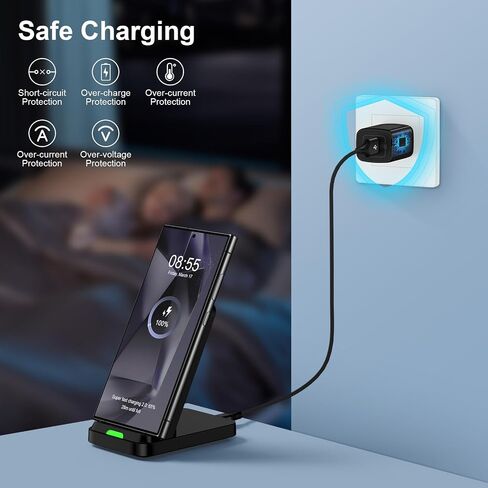 Wireless Charger Stand for Samsung Galaxy S25 Ultra Plus S24 S23 FE S22 S21,Motorola Desk Android Phone Fast Wireless Charging Station for Moto Razr Plus/Edge/G Stylus Power 2024,iPhone 16,18W Adapter in Saudi Arabia