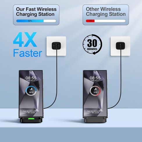 Wireless Charger Stand for Samsung Galaxy S25 Ultra Plus S24 S23 FE S22 S21,Motorola Desk Android Phone Fast Wireless Charging Station for Moto Razr Plus/Edge/G Stylus Power 2024,iPhone 16,18W Adapter in Saudi Arabia