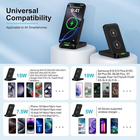 Wireless Charger Stand for Samsung Galaxy S25 Ultra Plus S24 S23 FE S22 S21,Motorola Desk Android Phone Fast Wireless Charging Station for Moto Razr Plus/Edge/G Stylus Power 2024,iPhone 16,18W Adapter in Saudi Arabia