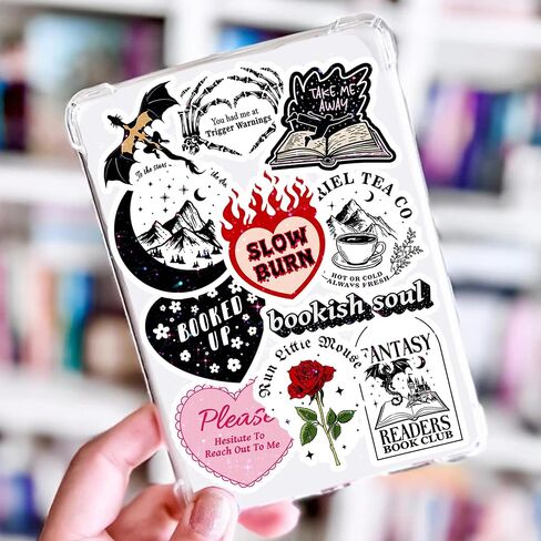 55pcs bookish ملصقات لـ Kindle ، قراءة ملصقات الكتب لقراء الكتب الإلكترونية المحمول Booktok Water Bottles Journal Scrapbook Roofing (Holographic) in Kuwait