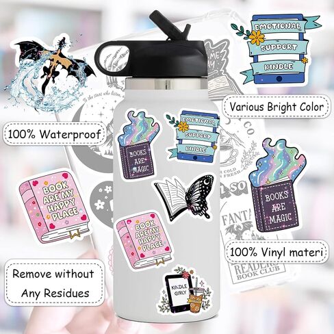 55pcs bookish ملصقات لـ Kindle ، قراءة ملصقات الكتب لقراء الكتب الإلكترونية المحمول Booktok Water Bottles Journal Scrapbook Roofing (Holographic) in Kuwait