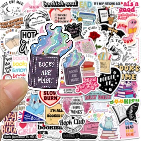 55pcs bookish ملصقات لـ Kindle ، قراءة ملصقات الكتب لقراء الكتب الإلكترونية المحمول Booktok Water Bottles Journal Scrapbook Roofing (Holographic) in Kuwait