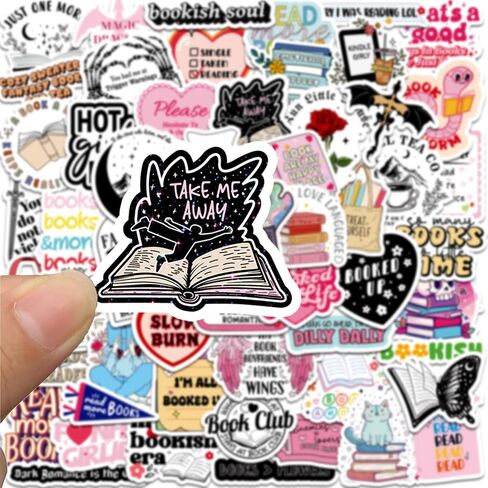 55pcs bookish ملصقات لـ Kindle ، قراءة ملصقات الكتب لقراء الكتب الإلكترونية المحمول Booktok Water Bottles Journal Scrapbook Roofing (Holographic) in Kuwait