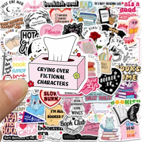 55pcs bookish ملصقات لـ Kindle ، قراءة ملصقات الكتب لقراء الكتب الإلكترونية المحمول Booktok Water Bottles Journal Scrapbook Roofing (Holographic) in Kuwait
