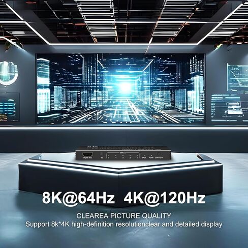 8K@60Hz HDMI Switch 5 in 1 Out Aluminum Support 4K@120Hz HDR + HDCP 2.3 CEC HDMI 2.1 Switcher Splitter with Power Adapter Compatible with PS5/4/3 Xbox Nintendo Switch Fire Stick,Blu-Ray Player in Saudi Arabia