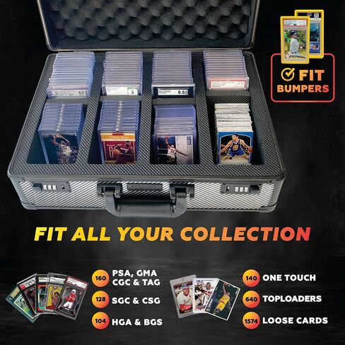 SLAB ARMOR 160+ 4 Row Psa Graded Card Storage Box Graded Card Case Psa Slab Case for Graded Cards Psa Card Case Baseball Card Cases for Sports Cards Storage Sports Card Case (BLACK) in Saudi Arabia