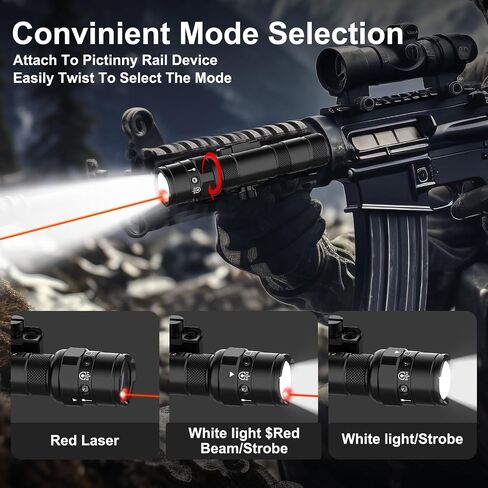 Mlok Flashlight Laser Combo for Rifle - 1250 Lumens Green Pistol Laser Light Combo for Long Gun, USB Rechargeable Tectical Weapon Flashlight with Remote Pressure Switch, 3 Modes, Black in Kuwait