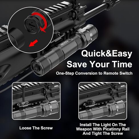 Mlok Flashlight Laser Combo for Rifle - 1250 Lumens Green Pistol Laser Light Combo for Long Gun, USB Rechargeable Tectical Weapon Flashlight with Remote Pressure Switch, 3 Modes, Black in Kuwait