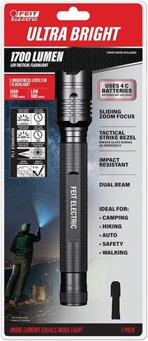 Feit Electric Flex Power Flashlight, 800 Lumens, Rechargeable & AAA Battery Compatible, Aircraft-Grade Aluminum, USB-C Charging, Adjustable Beam, Emergency Glass Breaker Bezel, FLR800/FLEX in Kuwait