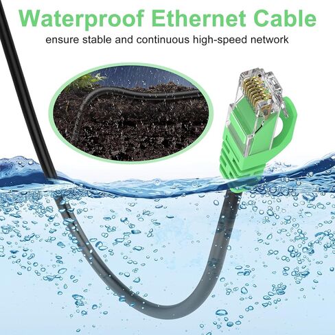 CAT 6 Ethernet Cable 80 FT HIVE 23AWG RJ45 كابل الإنترنت للدعم الخارجي والداخلي CAT6 Network Solid Black Computer LAN للكمبيوتر الشخصي ， 80feet in Kuwait