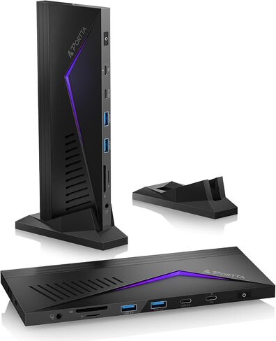 Portta 14 in 1 Displaylink Docking Station Triple Monitor 4K 60Hz with 150W Power Adapter, HDMI x3, USB x6, Ethernet, SD/TF, 100W PD, Audio/Mic, Compatible with MacOS/Windows SST/MST, Driver Required in Saudi Arabia