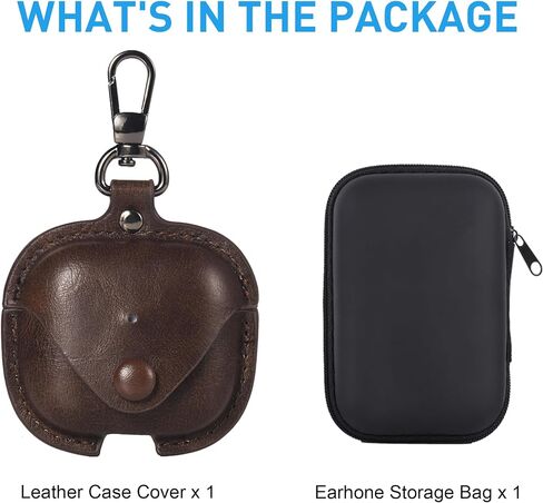 Maxjoy for AirPods 4 Case Leather ، لـ Airpods Cover Generation Cover Cover Leather Cover Airpod Gen 4 Wostraction مع سلسلة مفاتيح متوافقة مع Apple Airpods Generation 4th 2024 ، Brown in Kuwait