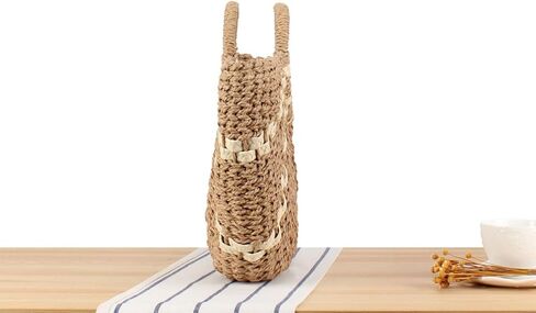 YYW Straw Bags for Women,Hand-woven Straw Large Bag Round Handle Ring Tote Retro Summer Beach Rattan bag in Kuwait