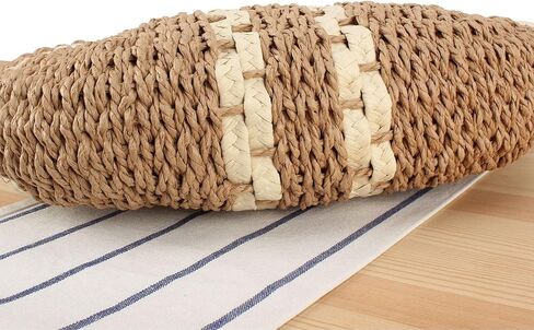 YYW Straw Bags for Women,Hand-woven Straw Large Bag Round Handle Ring Tote Retro Summer Beach Rattan bag in Kuwait