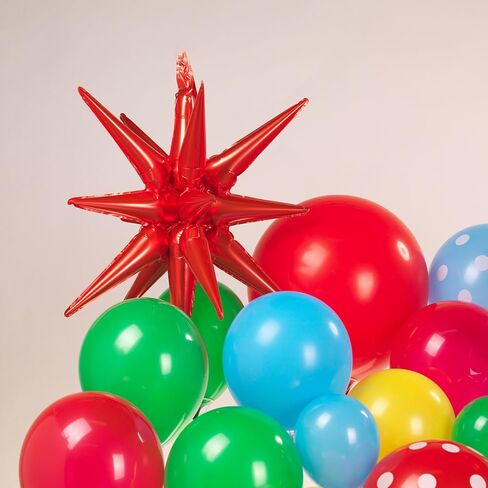 Orange and Blue white Balloon Garland Arch kit with long balloon Mylar Foil Star Shape Balloons for kids 3th 6th TV Cartoon Theme Birthday baby shower Party Decorations in Saudi Arabia