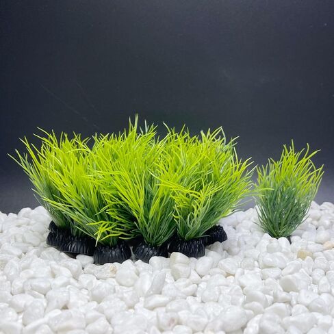 Smoothedo-Pets Aquarium Plants Fish Tank Decorations 2pcs Small Size/3.5inch Ornament Plastic Artificial Plant Goldfish Waterscape Fish Hides Mini Grass Set (2pcs/Green) in Kuwait