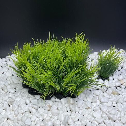Smoothedo-Pets Aquarium Plants Fish Tank Decorations 2pcs Small Size/3.5inch Ornament Plastic Artificial Plant Goldfish Waterscape Fish Hides Mini Grass Set (2pcs/Green) in Kuwait