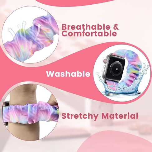 Scrunchie Bands Compatible with Kids Apple Watch Band, Cute Stretchy Breathable Strap for iWatch Series 10 9 8 7 6 5 4 3 SE SE2 Small Wrists Boys Girls in Saudi Arabia