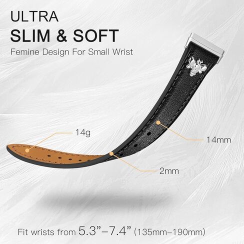 JR.DM Slim Leather Bands Compatible with Fitbit Versa 4/Versa 3/Sense 2/Sense Band, Top Genuine Soft Leather Band with Charms, Feminine Designer Strap for Fitbit Smartwatch in Kuwait