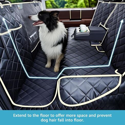 Lassie 4 in 1 Full Coverage Car Floor Dog Hammock,100% Waterproof Dog Car Seat Covers for Back Seat with Mesh Window,Universal Size Backseat Bench Protector for Cars, SUVs and Trucks in Saudi Arabia
