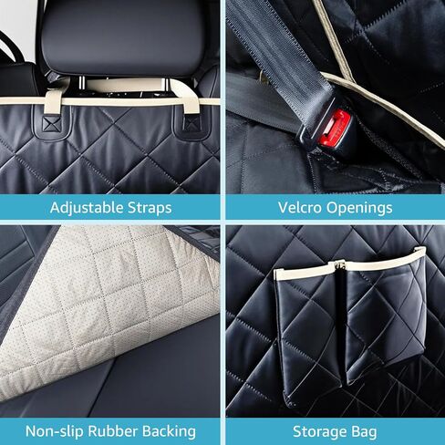 Lassie 4 in 1 Full Coverage Car Floor Dog Hammock,100% Waterproof Dog Car Seat Covers for Back Seat with Mesh Window,Universal Size Backseat Bench Protector for Cars, SUVs and Trucks in Saudi Arabia
