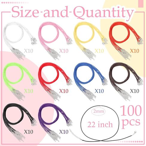 100 جهاز كمبيوتر شخصى 24 بوصة مشمع الجلود قلادة الحبل السائبة مع المشبك 10 ألوان سلسلة سلسلة قلادة حبل 2 مم سلسلة ملونة سوار للخرز قلادة كريستال سحر DIY مستلزمات صناعة المجوهرات in Kuwait