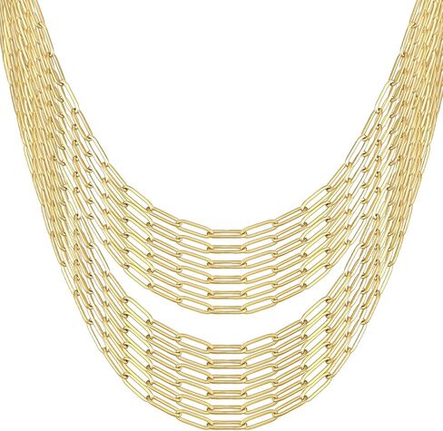 Misdary 12 Pcs Paperclip Chain Necklace Silver Gold Paperclip Charm Necklace for Women, 16 Inch and 18 Inch 3 x 9 mm Chains for Jewelry Making with Adjustable Link Chains in Saudi Arabia